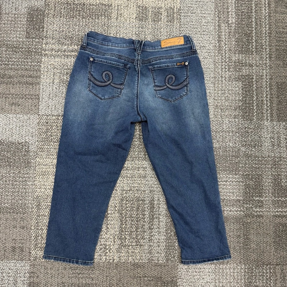 Seven‎ 7 For All Mankind Womens Girlfriend Capri Jeans Size 8 Blue Stretch